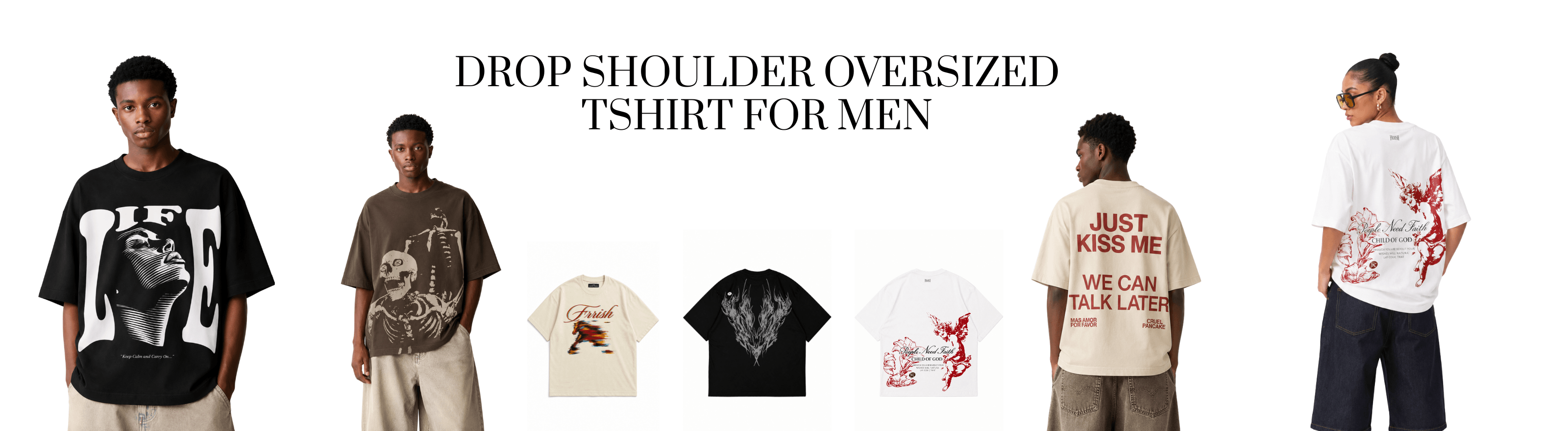 drop shoulder t shirts for men - men's relaxed fit back print design t shirts