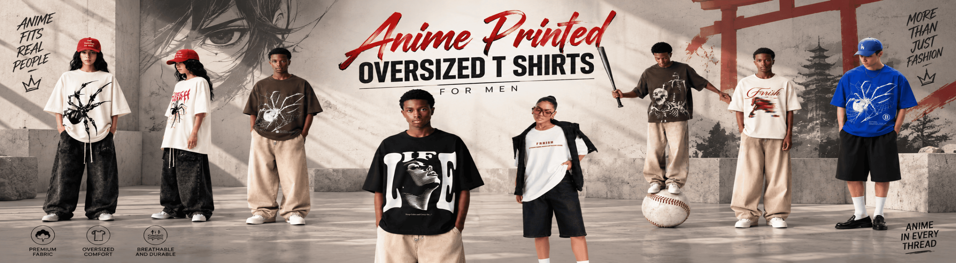 anime printed oversized t shirts for men - men's anime oversized t shirts